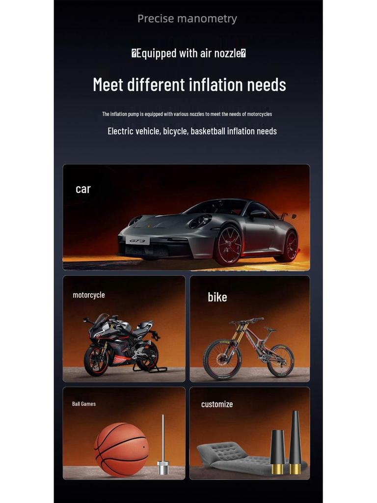 Portable High-Power Digital Car Air Pump with Wired Display