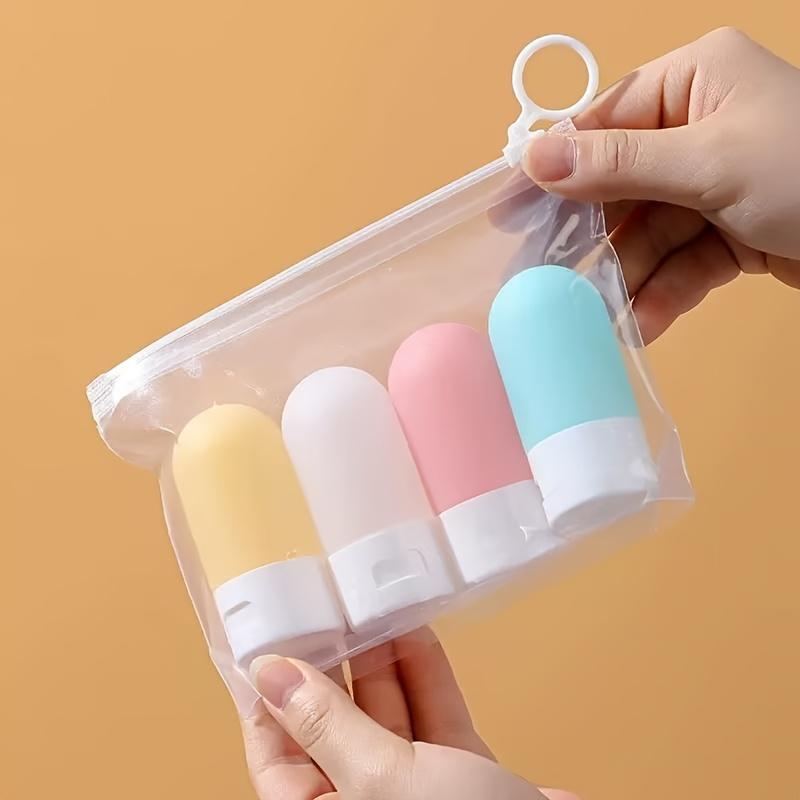 4pcs Travel Separate Bottle Candy Color Hose Squeeze Shampoo Shower Gel Portable Empty Bottle Cosmetics Lotion Storage Bottle
