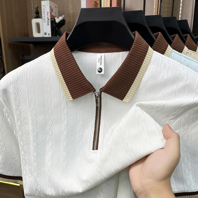 Summer Short Sleeve Polo Short Sleeve Casual Loose Fit Fashion Lapel Collar Short Sleeve Polo Shirt M