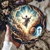 Jesus Cross Iron Wall Art Round Metal Decor for Home Restaurant Cafe