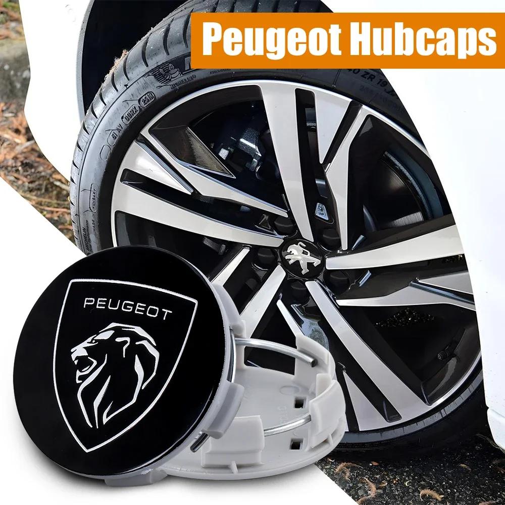 For Peugeot 208 3008 107 308 2008 207 508 607 301 106 406 407 60mm Car Wheel Hub Caps Auto Emblem Tire Center Cover Badge Decor