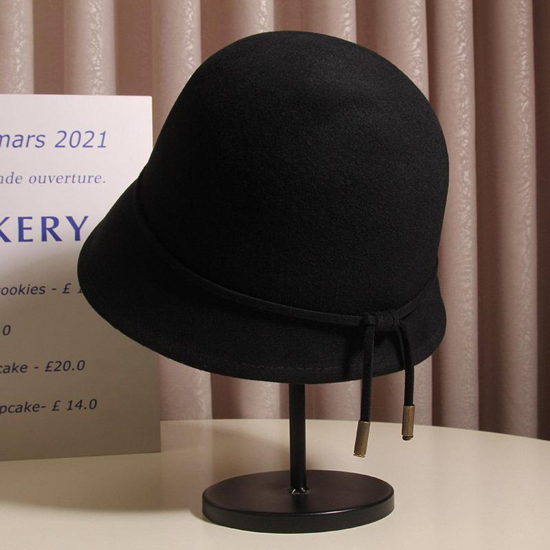 

Французская шляпа рыбака Хепберн с бантом белая шерстяная женская шляпа осень и зима британская шляпа для всего, что нужно для темпераментной девушки, цилиндр 56-58cm