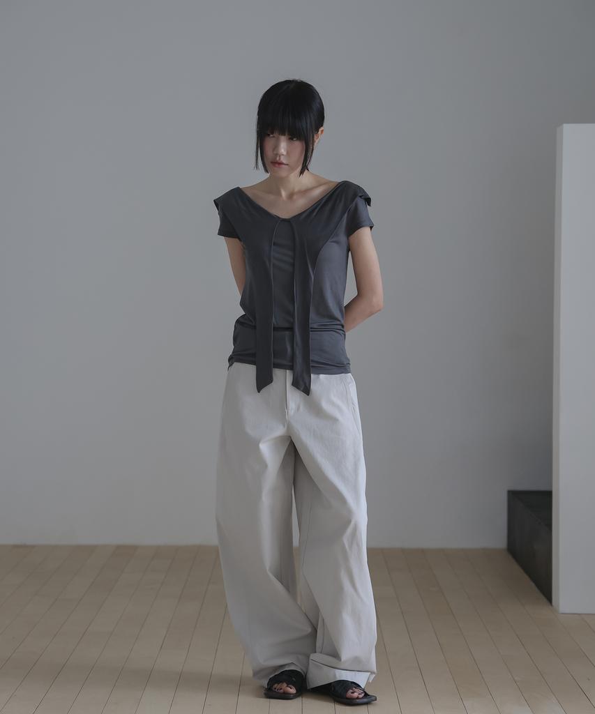Linte Curved Slacks Beige