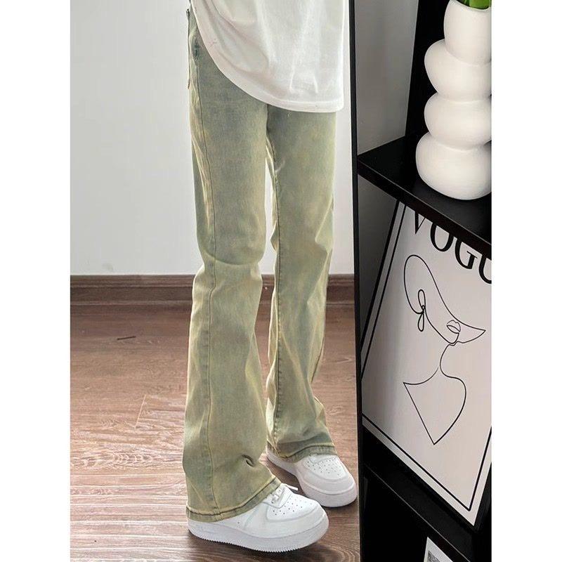 Cleanfit Retro Blue Jeans Men's Spring and Autumn Tall Straight American Vibe Pants High Street Micro-pull Pants