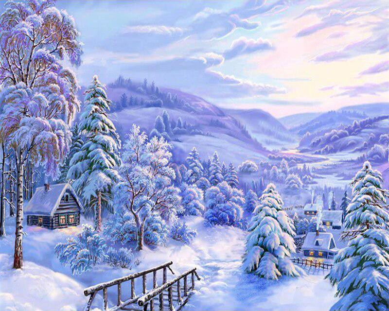 Алмазна вишивка Сніжний будиночок Набір для рукоділля Повне свердло Квадрат Нове надходження Алмазний живопис Маяк Пляж Квітковий пейзаж Мозаїка Прикраса дому