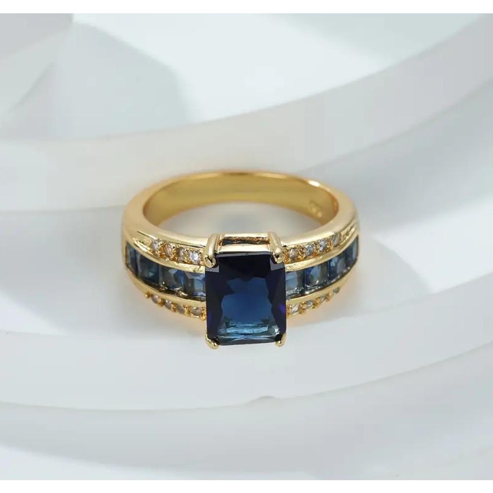 Vintage Minimalist Blue Stackable Women s Ring no. 6
