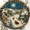 Vintage Christmas Tin Sign Metal Wall Art, Retro Round Foil Carving Decor for Home Kitchen Bar