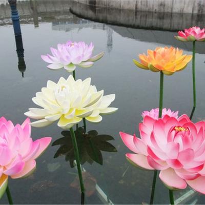 1Pc 16/27cm Artificial Lotus Flower Long Stem Floating Pool Decor Aquarium Fish Pond Scenery Home Decoration