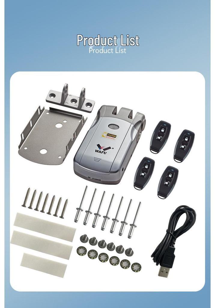 Wireless Remote-Control Smart Lock with Invisible Design and Electric Bull Head Lock for No-Drill Installation