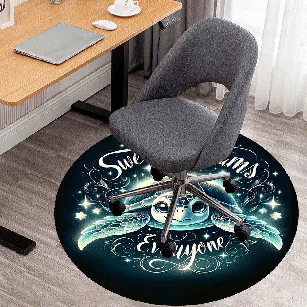 

1PC Sweet Dreams Turtle Stars Round Chair mat Area Rug - Non-Slip, Floor Mat for Office, Bedroom, home decor Christmas Gift c0528046 80cm