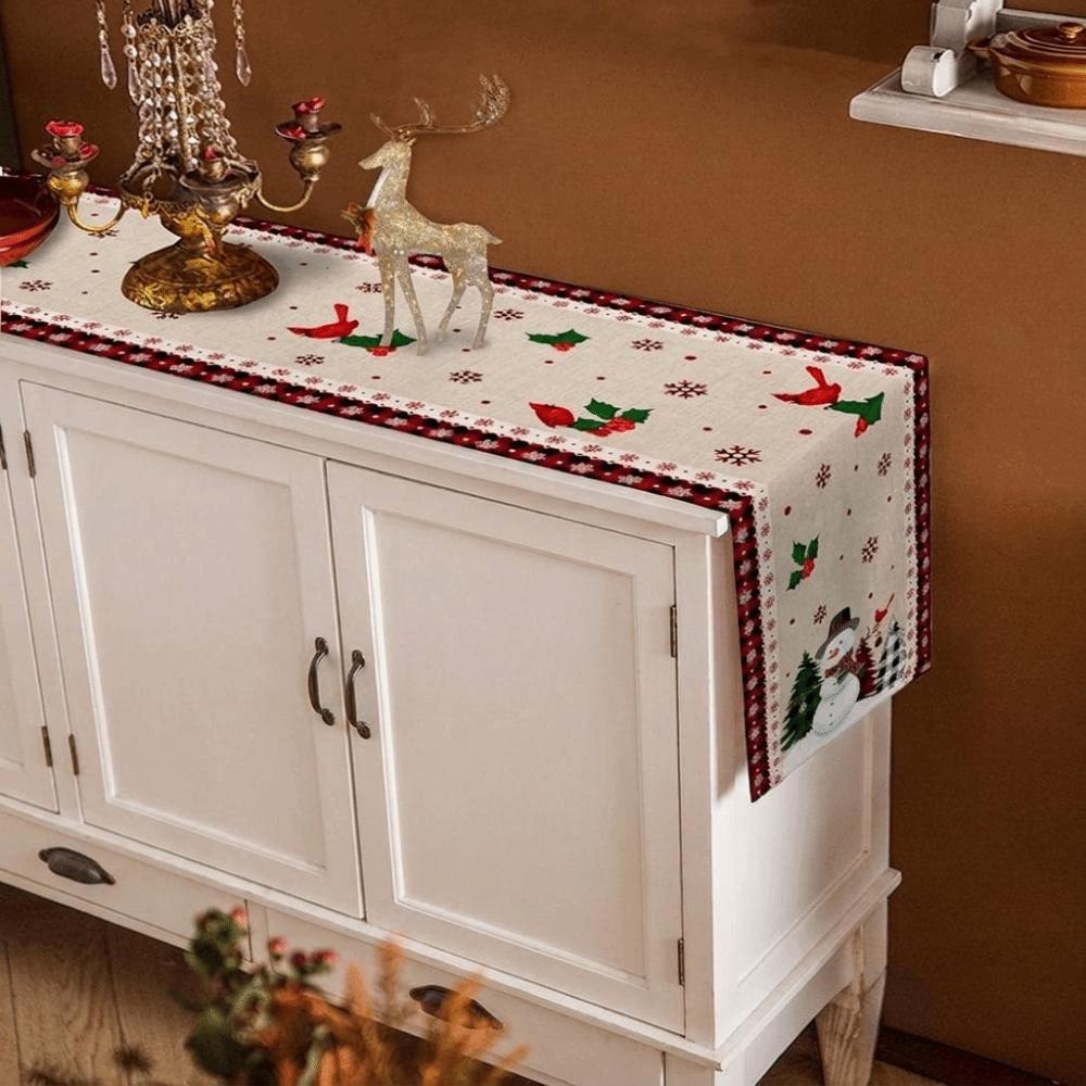 Santa Claus Christmas Table Flag Snowflake Xmas Tablecloth Christmas Table Runner Living Room
