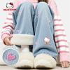 Hello Kitty Girls' Pants Autumn and Winter 2025 New Children's Fleece-Lined Jeans Cotton Pants Thickened for Winter