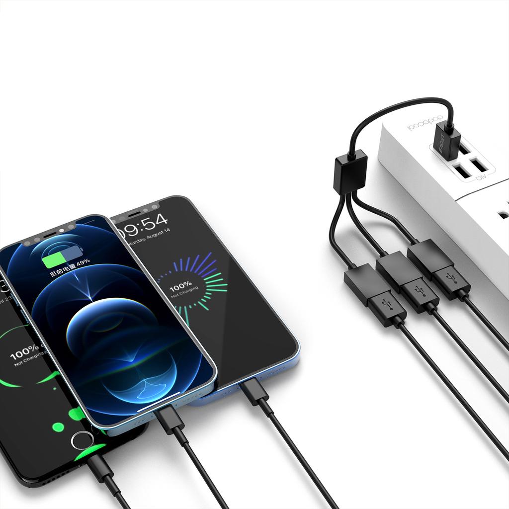 3 in 1 USB Power Cord Splitter for USB Fans Mice Flash Drives for USB Lights Mice Data Transfer USB Extenders