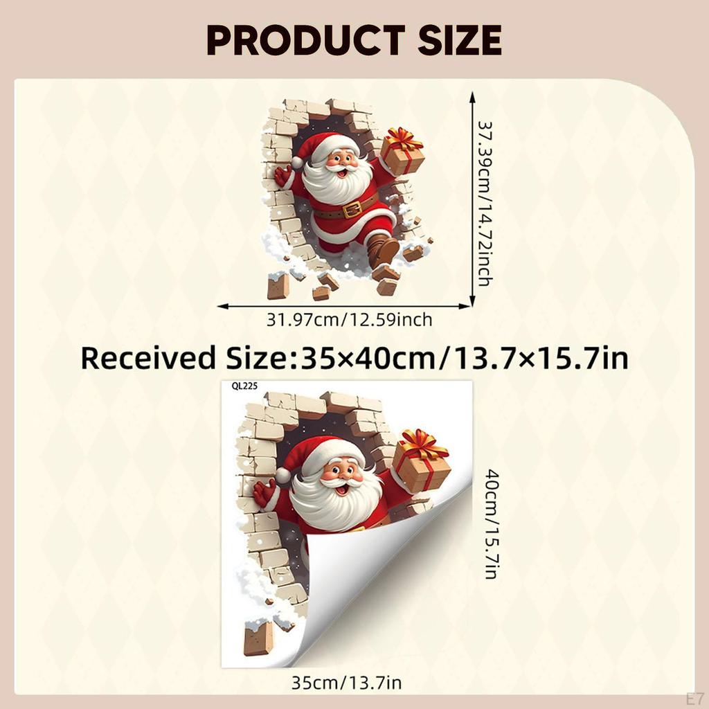 Christmas Wall Stickers Santa Claus Decals Art Decor for Living Room Kitchen