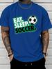 Unisex Black Crew Neck Tee Soccer Football Slogan Print Loose Oversized Short Sleeve Unisexs Streetwear Summer Casual Basic Top