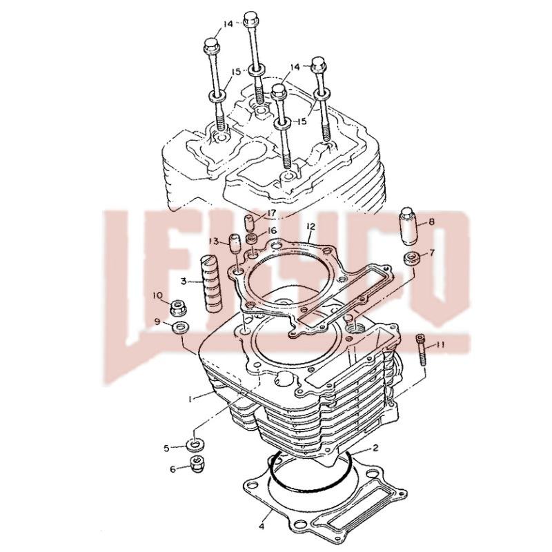 Motorcycle Engine Cylinder 95mm Bore Kit Motor for Yamaha Grizzly 600 YFM600 XT600 TT600 E/R/RE/S 3TB-11310-00-00 ATV Motoblock