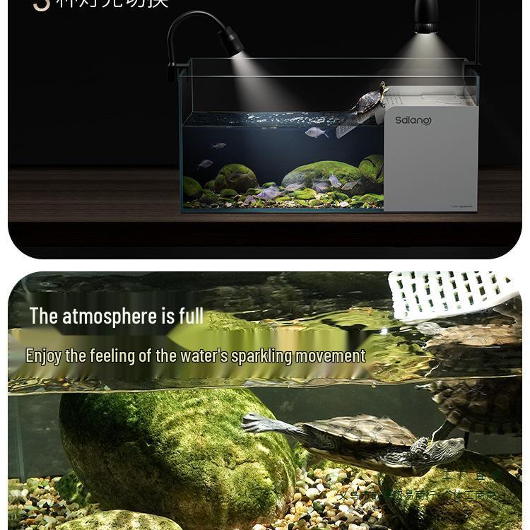 Turtle & Fish Breeding Tank Set with Basking Platform, Dry-Wet Separation, and Side Filter Eco Glass Tank