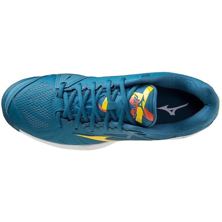 Mizuno Wave Intense Tour 5 AC Low Top Durable Tennis Shoes Men Sneakers Blue White Yellow 61GA190030