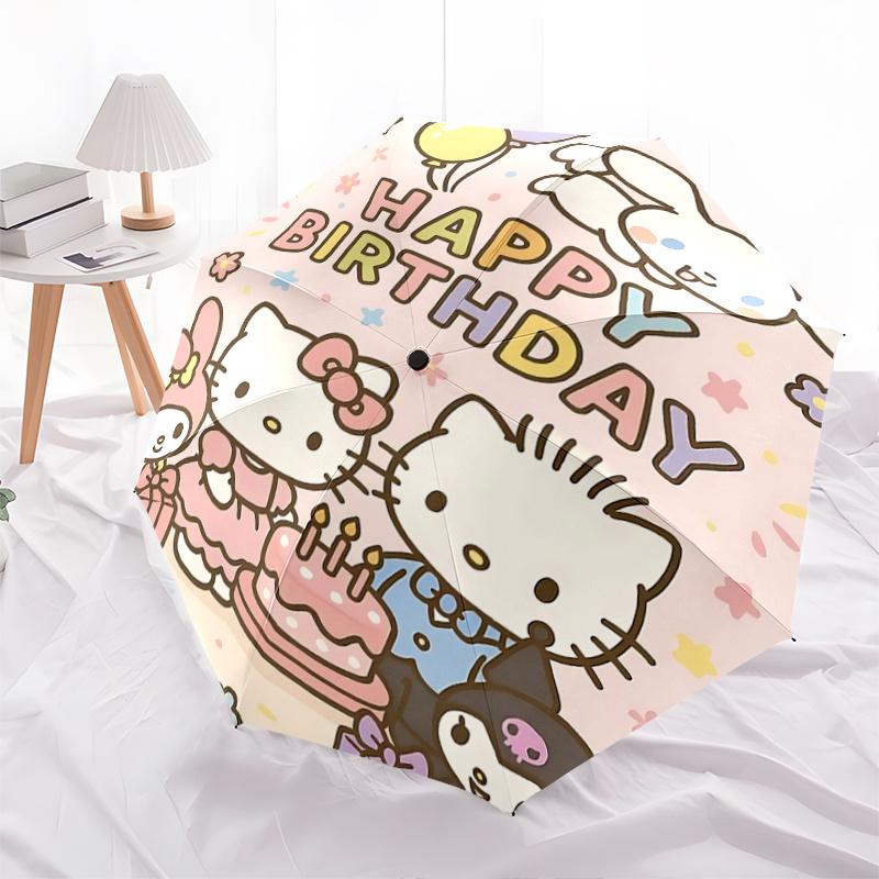 

1pc Hello Kitty Birthday Party Automatic Open/Closed Umbrella with Foldable Design, Outdoor for Fans, Travelers, Everyday Use, Festive Gift (8 Bones I