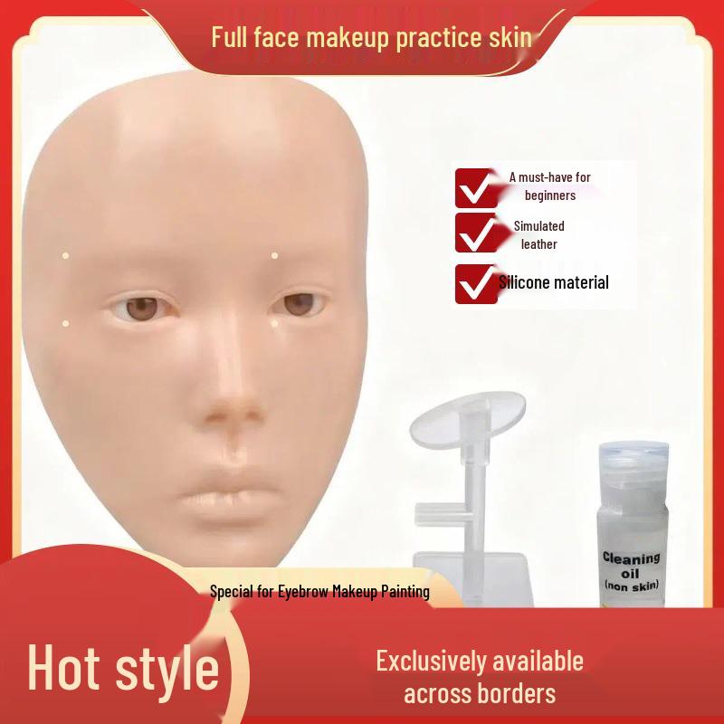 Silicone Practice Mannequin Head for Full Face and Eyebrow Makeup Training
