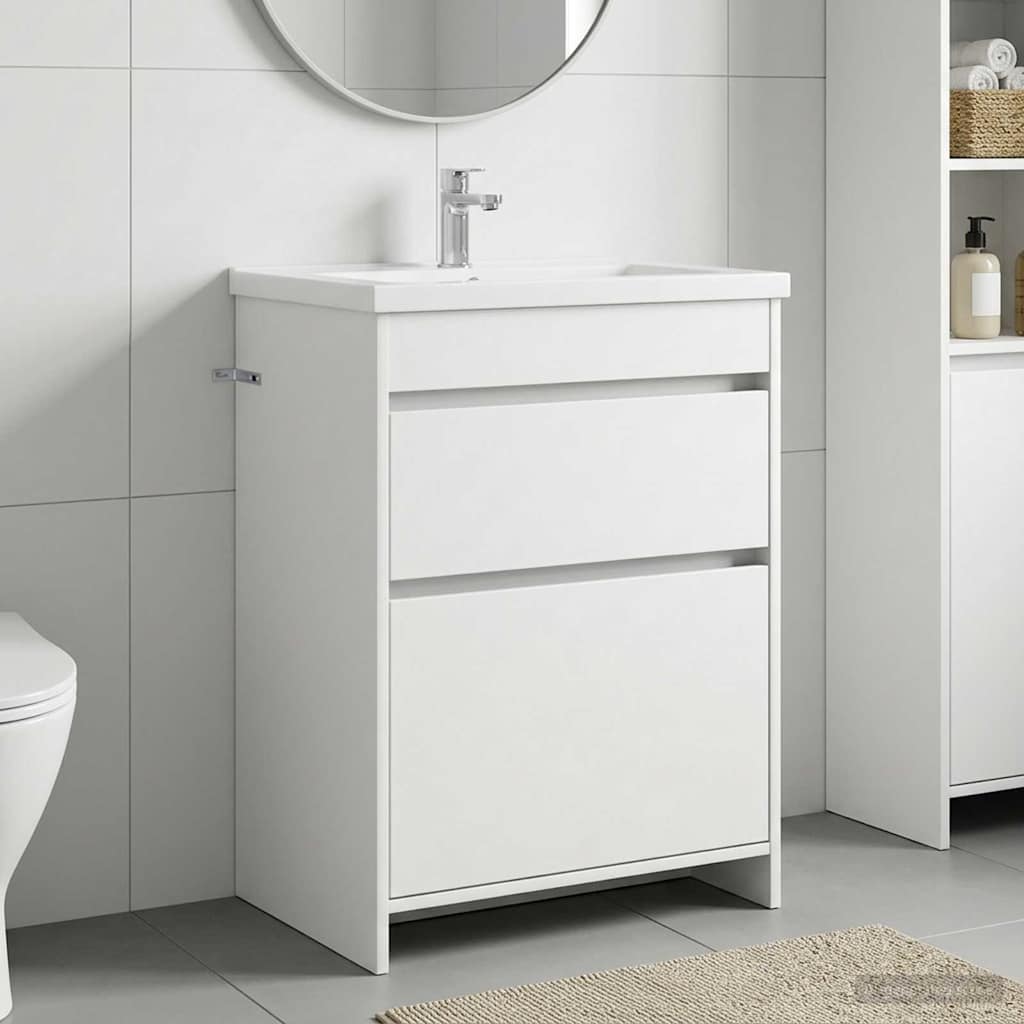 Bathroom Vanity Unit White 56 X 37.5 X 81 Cm Particleboard