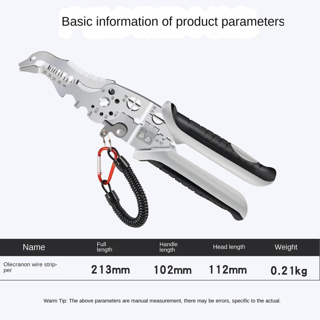 Multifunctional Wire Stripper Tool Easy To Use Wire Cutter for Wire Bending Wrench Splitting Pulling New Type of Elbow Pliers