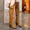 Winter Modern Women's Over The Knee Boots Fashion Pointed Toe Long Bootties Designer Thick Heels Botas De Mujer