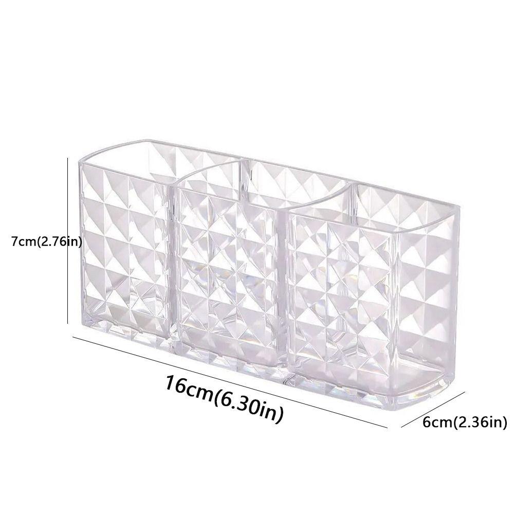 3 Grids Cosmetic Organizer Clear Lipstick Brush Storage Multi-purpose Makeup Brush Holder Desk