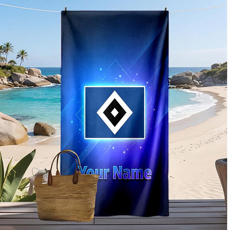 Hamburger SV Personalized Printed Beach Towel Soccer Logo Support Custom Name Text Absorbent Towel For Sport Travel Special Gift