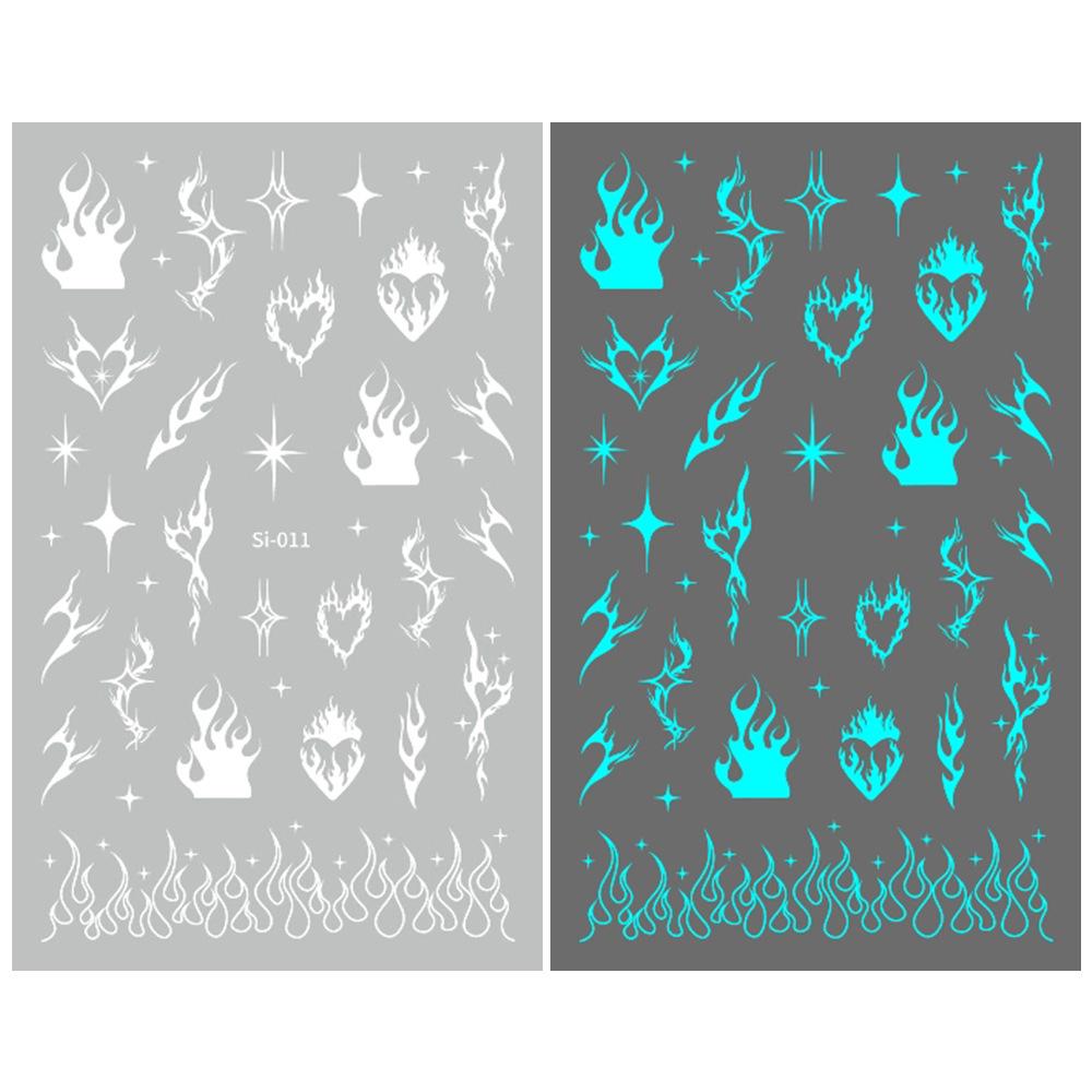 2026 Luminous Green & Blue Nail Stickers for Professional Salons - White-Enhancing Style