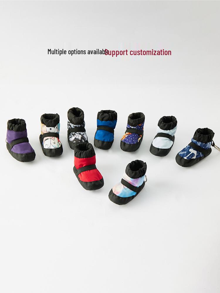 Ballet Warm Plush Keychain Dance Shoes: Women's Velvet Quilted PU Practice Shoes