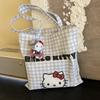 Cute Hello Kitty Canvas Tote Bag Cartoon Kt Cat Shopping Shoulder Bags Femme Large Capacity Handbags For Girls Gift