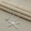 1/40-75cm 925 Silver Star Starfish Charm Necklace Fashion Jewelry Chain for Women Wedding Party Gift