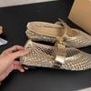 2025 new French retro pointed rhinestone bag head half slippers women wear fashion muller non-slip cool slippers