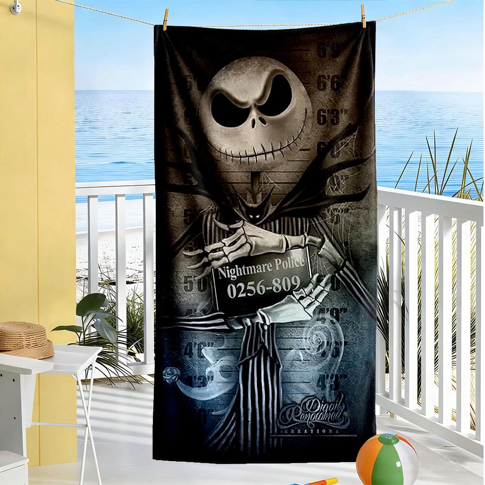 Christmas Nightmare Beach Towel Super Soft & Absorbent Comfortable Lightweight Perfect for Traveling Yoga Camping and Swimming