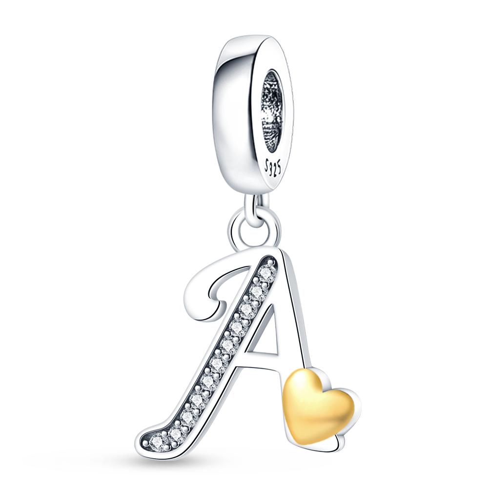 Charms Plata De Leyfit Pan Original Bracelets 26 Letter English Alphabet Beads Pendant Firely Diy Jewelry Making