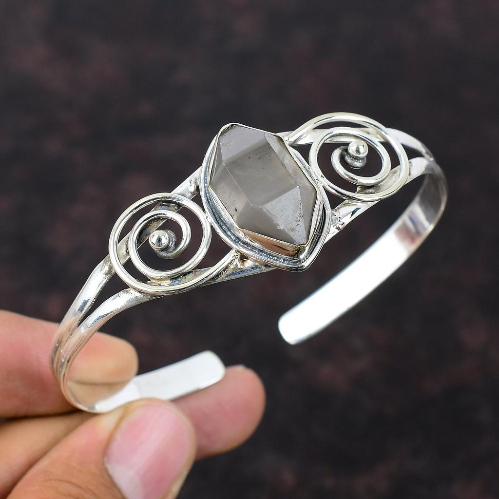 Herkimer Diamond Bangle Gemstone Bangle 925 Sterling Silver Cuff Bracelet Handmade Cuff Bracelet Adjustable Bangle Designer Jewelry For Gift