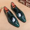 Men's Casual Large Size 48 Gradual Change Color Fashion Pointed Glossy Business Dress Lace-up Leather Shoes
