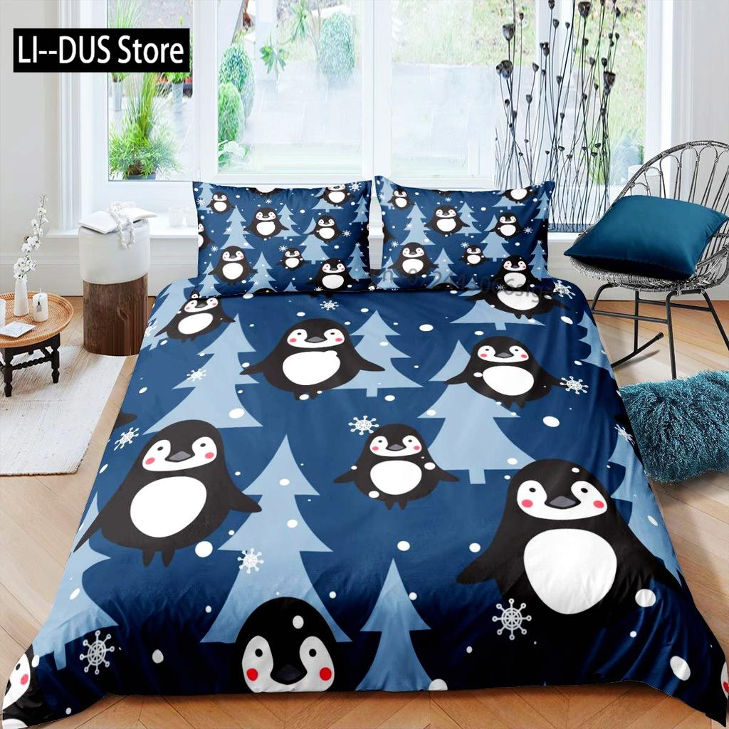 Duvet Cover Set Cute Penguin Panda Bedding Set for Boys Girls Children Kawaii Bear Animal Bedding Set Twin Full Queen King Size