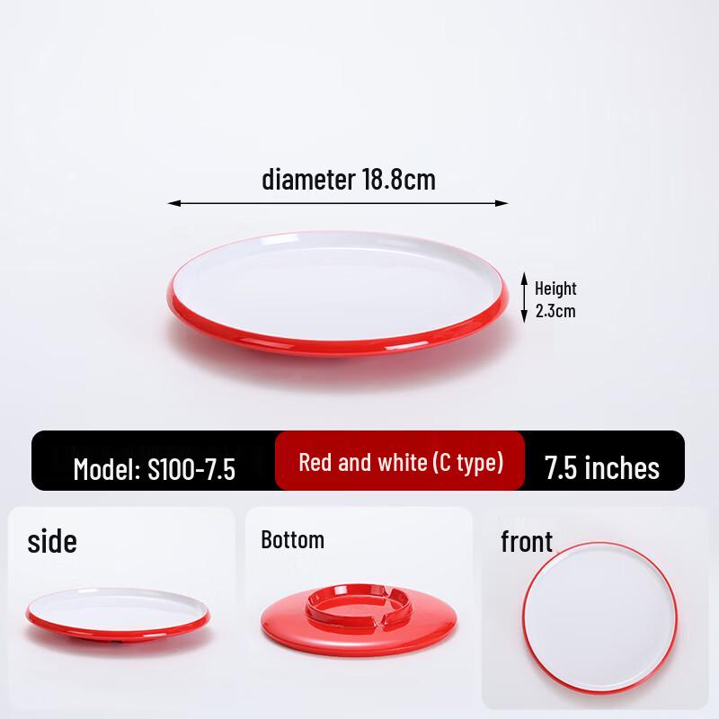 

Commercial Melamine Red & White Round Serving Plates