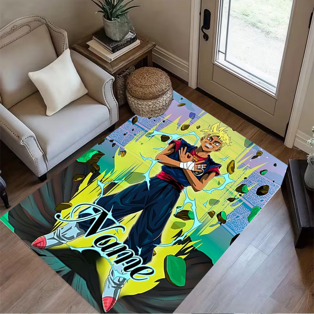 Super Saiyan Transformation Customize Text Floor Rug Office Rug Suitable for Game Room Dining Room Living Rooms Bedrooms Antislip Carpet