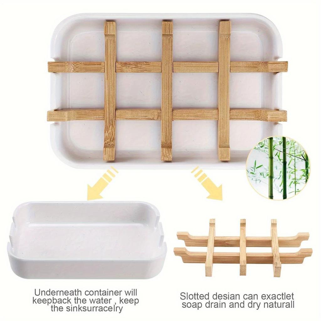 1Pcs Wooden Soap Dish Drain Soap Tray Sink Holder Soap Rack For Bathroom Multifunctional Storage Rack Household Bathroom Supply