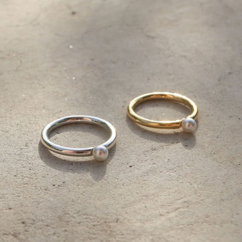 modernlike 14k gold-filled silver round pearl ball ring