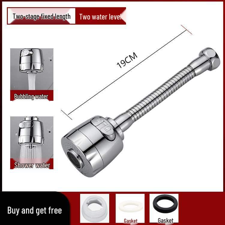 Universal Rotating Kitchen Faucet Extender with Anti-Splash Stainless Steel Nozzle and Multi-Level Pressurized Shower Head Filter