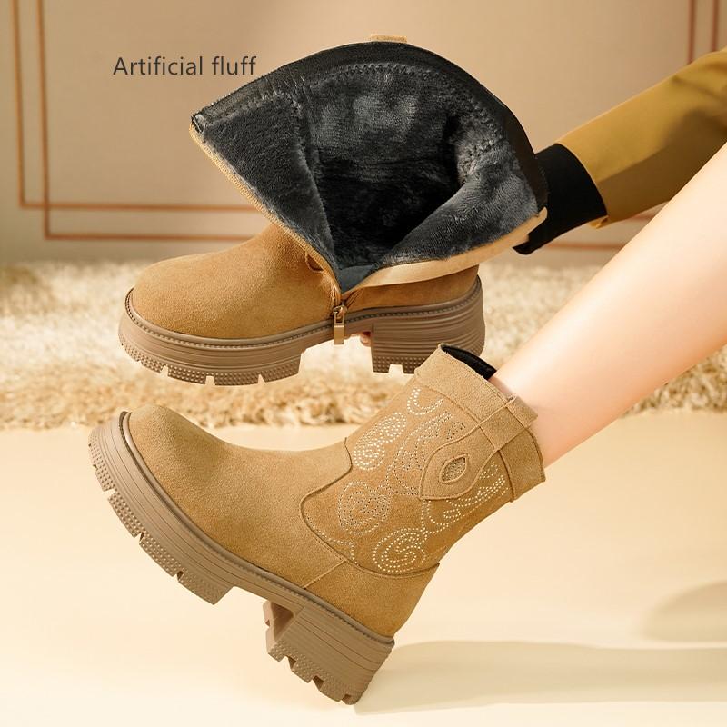 

Fashion AIYUQI Western Cowboy Boots Women 2025 New Genuine Leather Winter Shoes Boots Women Short Tube Fashion Women s Snow Boots 40