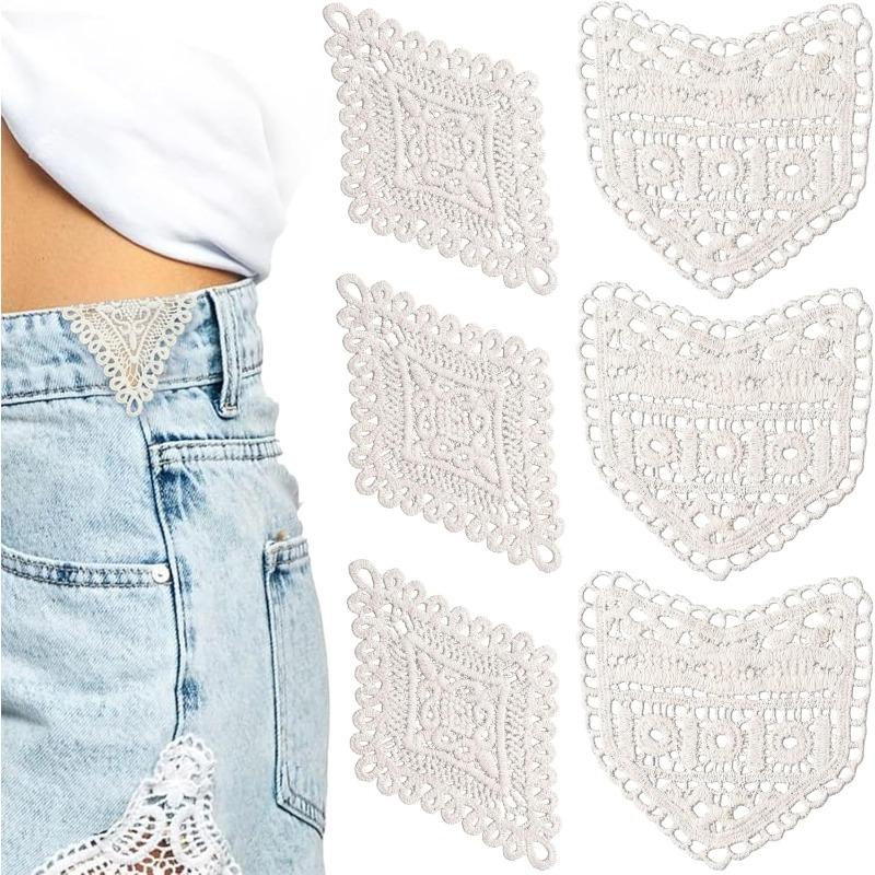 6Pcs Lace Jeans Waist Extender, 2 Styles Of Vintage Sewing Waist Extender Buckles, Adjustable Waist Extender For Women S Skirts And Shorts - Beige 6Pcs