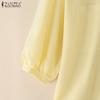 ZANZEA Women Casual Round Neck Loose 3/4 Sleeve Blouse