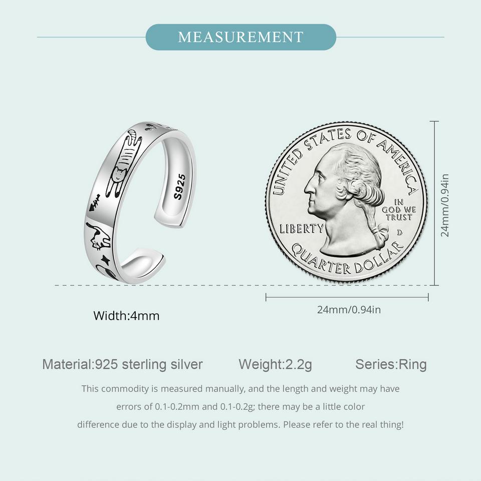 WOSTU 925 Sterling Silver Zlatý retrívr Psí nastavitelné prsteny pro ženy Krásný 3D prsten pro domácí mazlíčky se zvířaty Dívka k narozeninám rodinný dárek