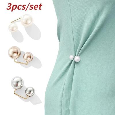 3 Pcs/Set Women Sweater Cardigan Clip Coat Summer Dress Jewelry Double Pearl Brooch Pins Anti-fade Exquisite Elegant Brooches