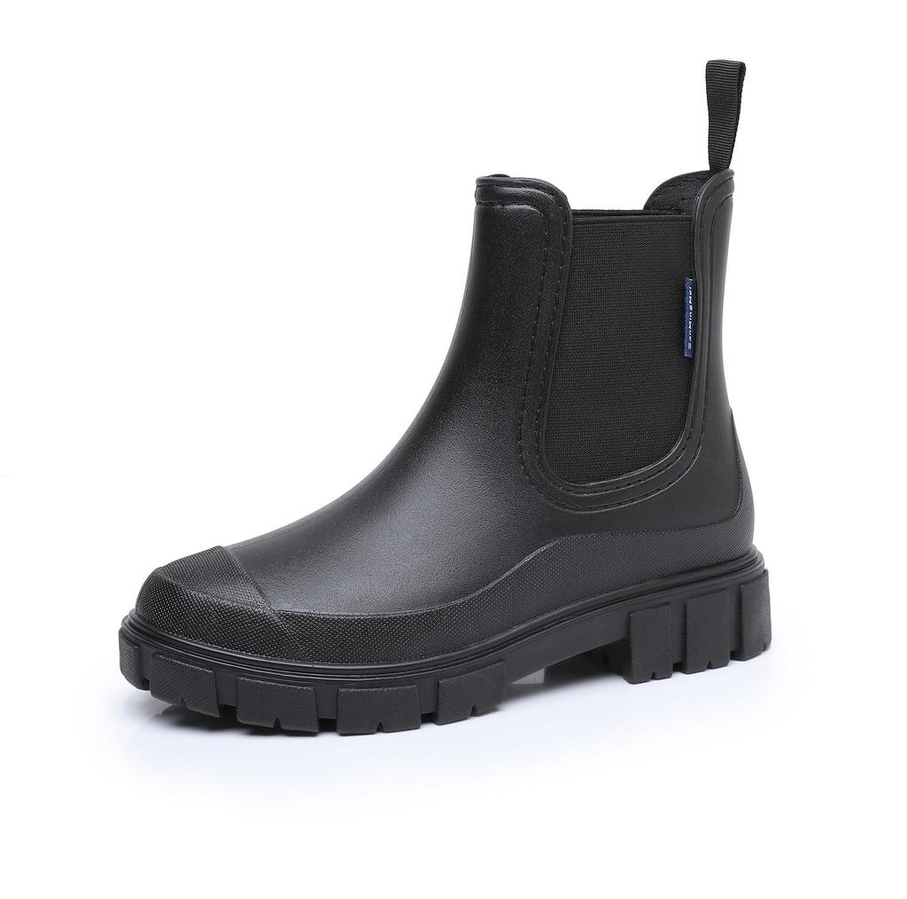 Women's Fashion Ankle Rain Boots: Elastic Chelsea, Non-Slip, Waterproof Waders